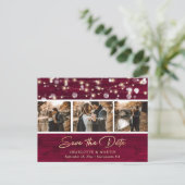 Rustic Burgundy Gold Wedding Photo Save the Date Aankondigingskaart (Staand voorkant)