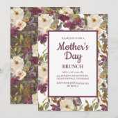 Rustic Burgundy Ivory Cream Floral Moederdag Kaart (Voorkant / Achterkant)