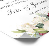 Rustic Burgundy Ivory Floral Wedding Welcome Sign Poster (Hoek)