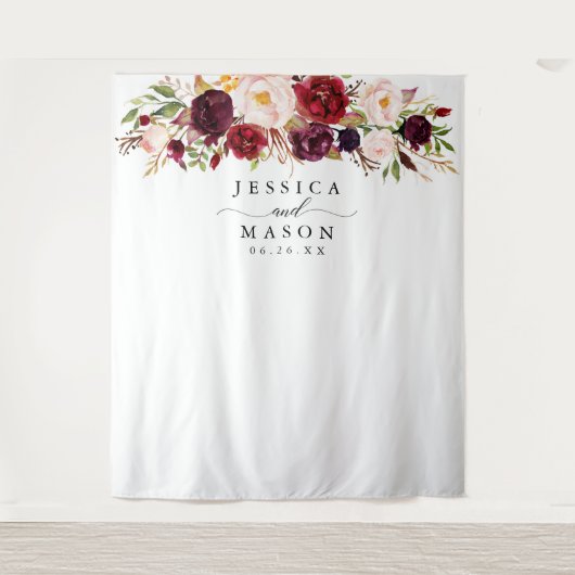 Rustic Burgundy Marsala Achtergrond - Fotohokje Wandkleed (Voorkant)