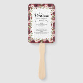 Rustic Burgundy Marsala Bloem Bruiloftsprogramma Handwaaier (Voorkant)