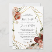 Rustic Burgundy Marsala Blush Floral Wedding Kaart (Voorkant)