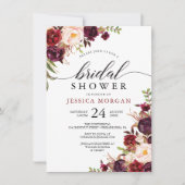Rustic Burgundy Marsala Bridal Shower Kaart (Voorkant)