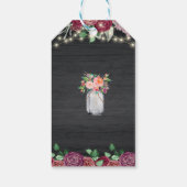 Rustic Burgundy Mason Jar Lights Weddenschap Bedan Cadeaulabel (Achterkant)