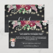 Rustic Burgundy Mason Jar Lights Wedding Details Informatiekaartje (Voorkant / Achterkant)