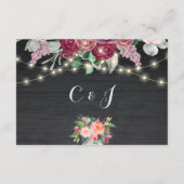 Rustic Burgundy Mason Jar Lights Wedding Details Informatiekaartje (Achterkant)