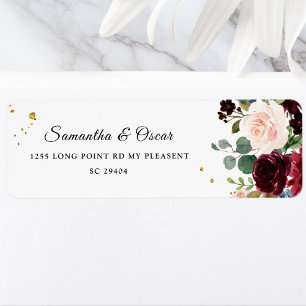 Rustic Burgundy Navy Blue & Red Beauty Flowers Etiket