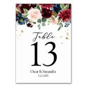 Rustic Burgundy Navy Blue & Red Beauty Flowers Kaart (Achterkant)