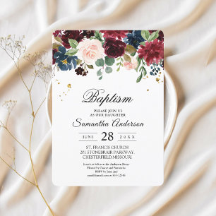 Rustic Burgundy Navy Blue & Red Beauty Flowers Kaart