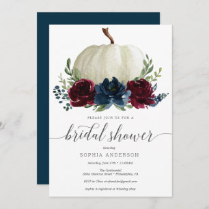 Rustic Burgundy Navy Pumpkin Vrijgezellenfeest Inv Kaart