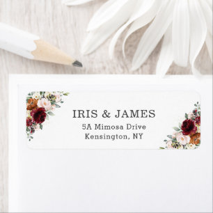 Rustic Burgundy Oranje Ivory White Floral Wedding Etiket