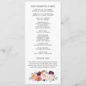Rustic Burgundy Pink Herfst Floral Wedding Ceremon Programma (Achterkant)