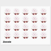 Rustic Burgundy Red Floral Sanitizer Wedding Favor Ronde Sticker (Vel)