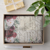  Rustic Burgundy Roos - Oude briefontkoppeling  Tissuepapier (Geschenk)