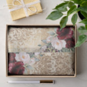  Rustic Burgundy Roos - Oude briefontkoppeling  Tissuepapier (Geschenk)