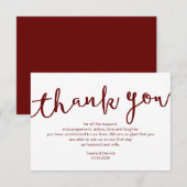 Rustic Burgundy Script, bruiloft Dank je Informatiekaartje (Voorkant / Achterkant)