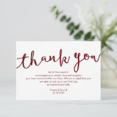 Rustic Burgundy Script, bruiloft Dank je Informatiekaartje (Staand voorkant)