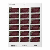 Rustic Burgundy Snowflake Pine Winter Adres Etiket (Full Sheet)