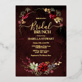 Rustic Burgundy Waterverf Chic Boho Bridal Brunch Folie Uitnodiging (Voorkant)