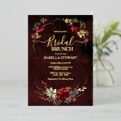 Rustic Burgundy Waterverf Chic Boho Bridal Brunch Folie Uitnodiging (Staand Voorkant)