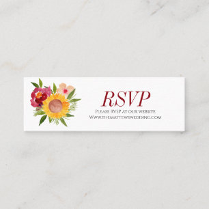 Rustic Burgundy-websitekaart voor florale bruiloft Mini Visitekaartje