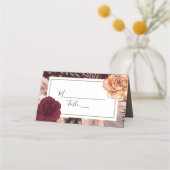 Rustic Burgundy Wedding Place Card (Voorkant)