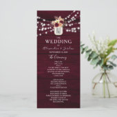 Rustic Burgundy Wedding Programme Programma (Staand voorkant)