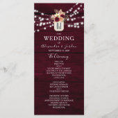 Rustic Burgundy Wedding Programme Programma (Voorkant)