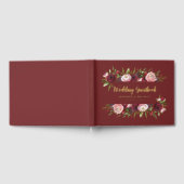Rustic Burgundy White Floral Waterverf Wedding Gastenboek (Volledig)