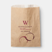 Rustic Burgundy Wine Stain Wedding Monogram Bedankzakje (Voorkant)