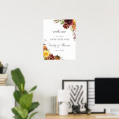 Rustic Burgundy Yellow Floral Wedding Welcome Poster (Thuiskantoor)