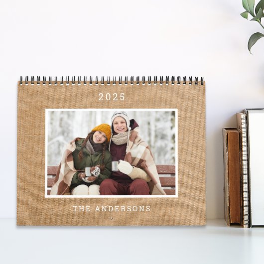 Rustic Burlap 2025 Calendrier photo