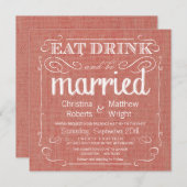 Rustic Burlap Abriot Wedding Invitations Kaart (Voorkant / Achterkant)