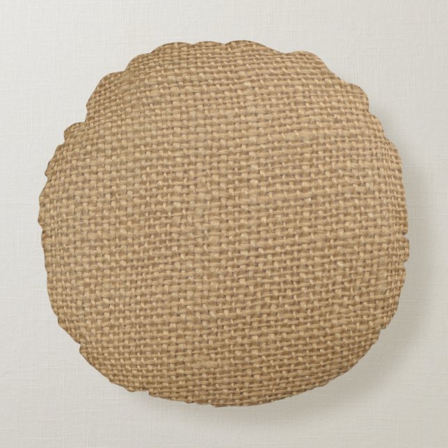 Rustic Burlap achtergrond bedrukt Rond Kussen (Voorkant)