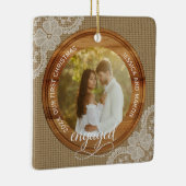 Rustic Burlap and Lace First Christmas engaged Keramisch Ornament (Rechts)