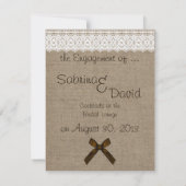 Rustic Burlap and Lace Verloving aangekondigd Aankondiging (Achterkant)