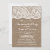 Rustic Burlap and White Lace Bachelorette Party Kaart (Voorkant)