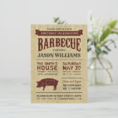 Rustic Burlap Anniversaire Fête BBQ Invitations (Debout devant)