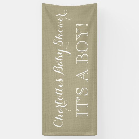 Rustic Burlap Baby shower Sign Custom Spandoek (Verticaal)