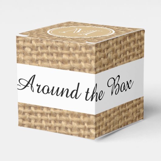 Rustic Burlap Background Monogram Bedankdoosjes (Voorkant Zijde)