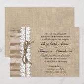 Rustic Burlap Barn Wood Twine Wedding Invitting Kaart (Voorkant / Achterkant)