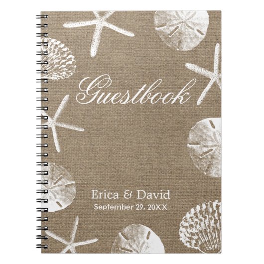 Rustic Burlap Beach Wedding Guestbook Notitieboek (Voorkant)