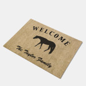 Rustic Burlap Black Western Pleasure Horse Deurmat (Schuin)