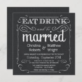 Rustic Burlap Black White Wedding Invitations Kaart (Voorkant / Achterkant)