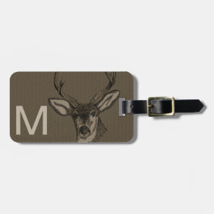 Rustic Burlap Blik Deer Head Patroon Bagagelabel