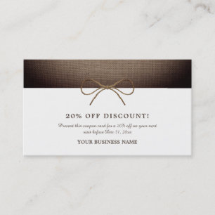 Rustic Burlap Bow, Discount Voucher Kortingskaartje