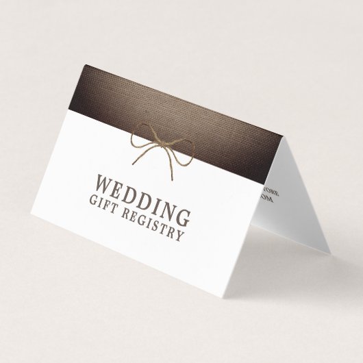 Rustic Burlap bow met fotokaartje Visitekaartjes (Voorkant)