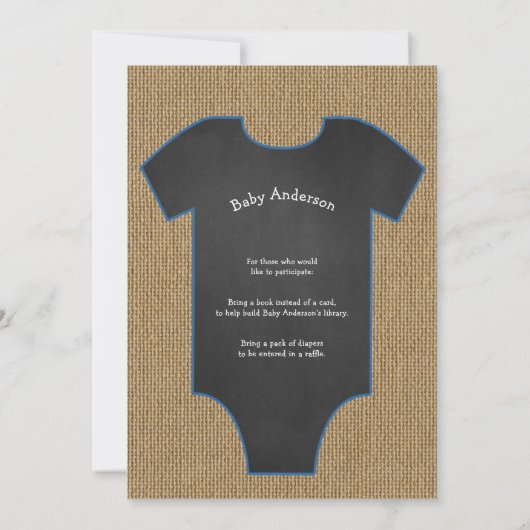 Rustic Burlap Bow Stropdas Shirt jongen Baby Sprin Kaart (Achterkant)