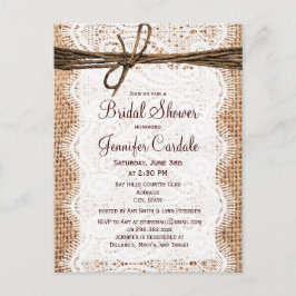 Rustic Burlap Bridal Shower Invitation Briefkaart