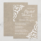 Rustic Burlap Damask Bridal Shower Kaart (Voorkant / Achterkant)